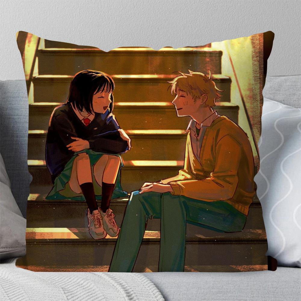 Skip And Loafer Youth Campus Animation Pillow Case Square Pillow Bedroom Sofa Leisure Comfort Living Room Home Decoration 40X40