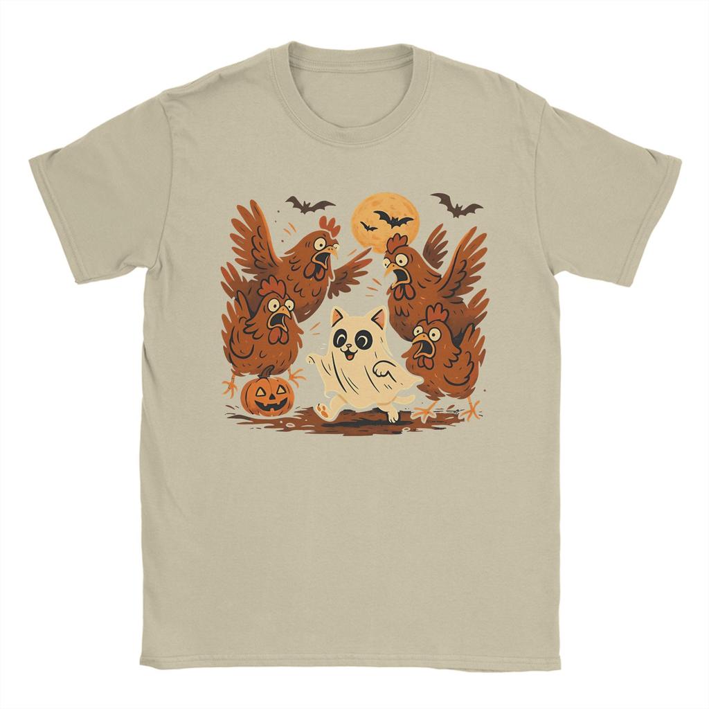 Harajuku T-shirt Sommar Konstig Kattunge Spökkatt Meme Halloween Nyhet T-shirt för Vuxen Het Rea Kort Ärm