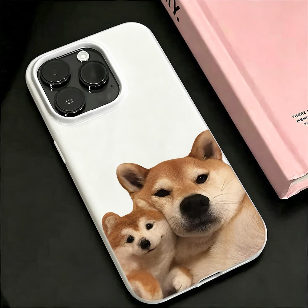 Phone Case For Iphone 16 11 Pro Max 15 Plus 17 Air 14 12 13 Two Shiba Inu White Lens Protection Anti Collision Phone Cover