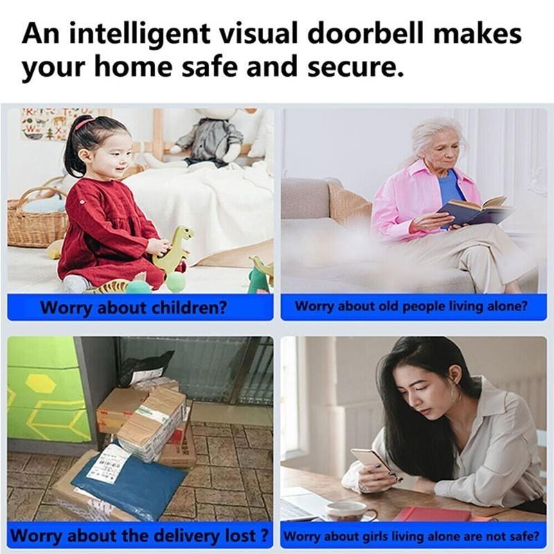 Smart Wireless WiFi Video Doorbell Real Time Visual Intercom Doorbell Wide-Angle Lens Two Way Audio Night Vision Standby Doorbell With Camera