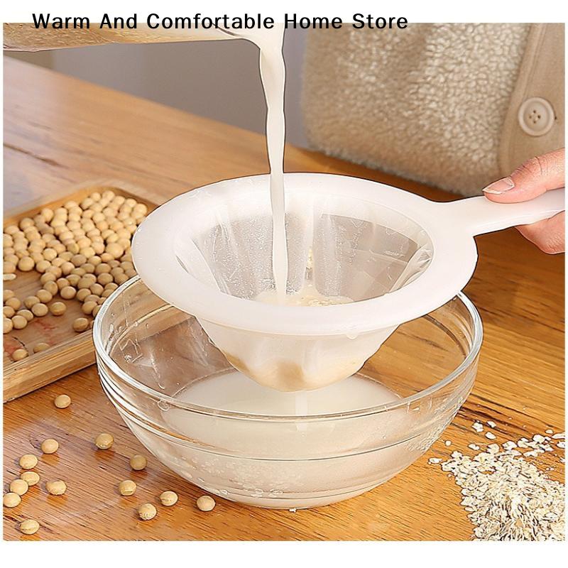 1Pcs Fine Mesh Food Strainer With Handle And Effective Residue Filtration For Homemade Soy Milk Juice Oat Milk Home Kitchen Use