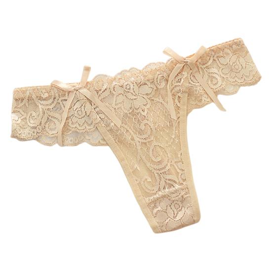 Dámské Tanga Květinové Výšivka Průhledné Krajkové Kalhotky Dekor s mašlí Nízký pas Elastické Svatební Noční Ložnice Dámské spodky