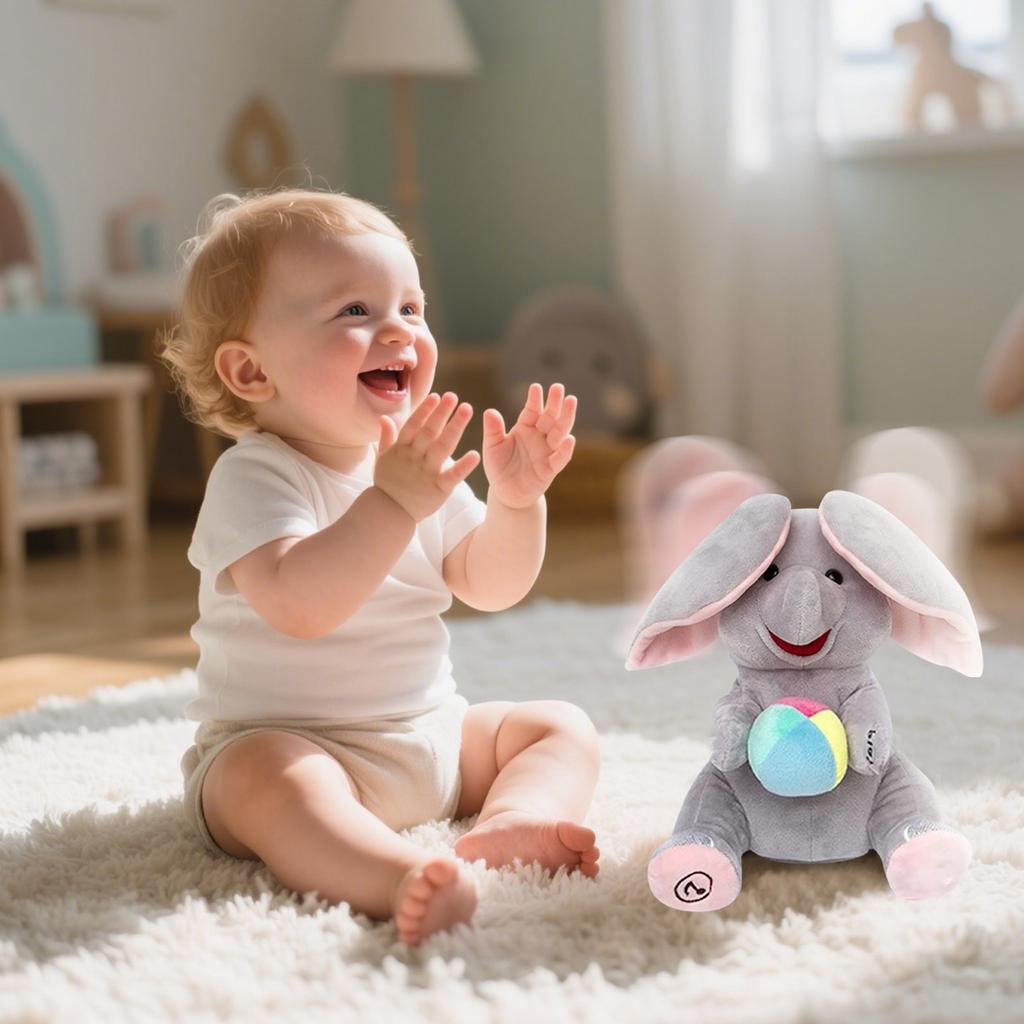 Plush Elephant Baby Toy, Interactive Peek - A - Stuffed Animal With Music, Infant & Toddler Companion For Early Development
