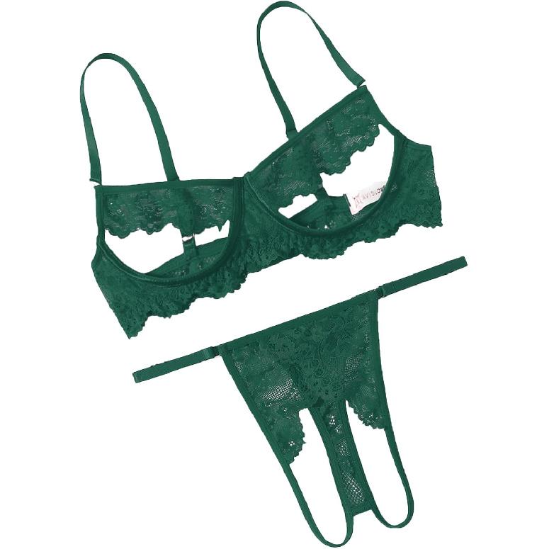Avidlove Sexy Floral Lace Cutout Lingerie Set for Women Bra Panty 2 Piece
