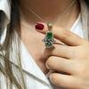 Hamsa Hand Silber Halskette, Smaragd Stein Silber Anhänger, authentischer Silber Anhänger, Geschenk für Frauen, Frauen handgefertigte Halskette, Sterling Silber