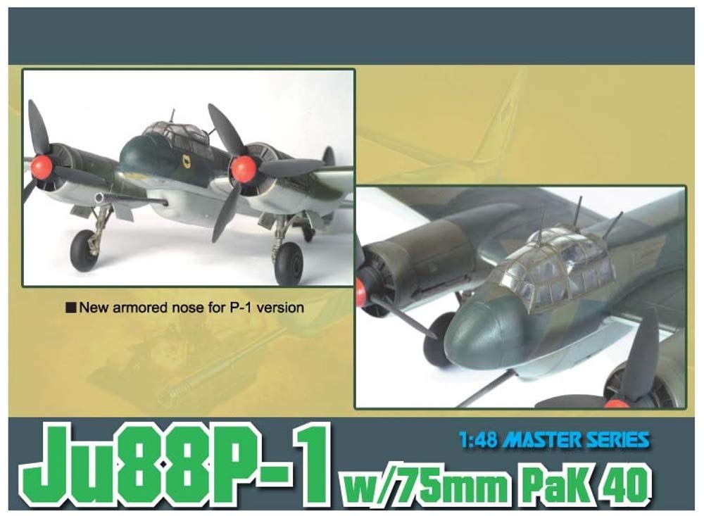 Dragon World War II Luftwaffe Junkers 75mm gun PaK40 Tank Buster Plastic Model DR5543 1/48 Ju88P-1 & anti-tank