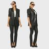 RC3090 Women's V-Neck Leather Split-Leg Pants Suit - European & American Style