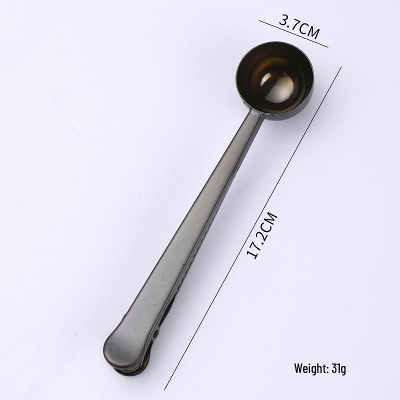 304 Stainless Steel Measuring Spoon with Sealing Clip - Titanium Plated, Multi-functional for Coffee and Milk Powder
