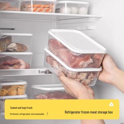 Koelkast Vriezer-Veilige Rechthoekige Voedselkwaliteit Plastic Bewaardoos voor Maaltijdvoorbereiding en Vershouden.