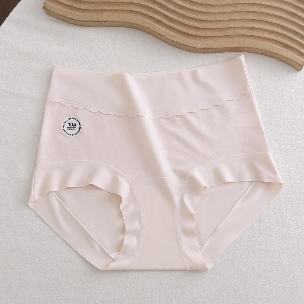 Plus Size Antibacterial Lyocell High-Waisted Seamless Tummy Control Silk Panties
