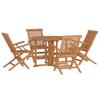 Vidaxl 5-Cz. Folding Garden Furniture Set, Solid Teak Wood