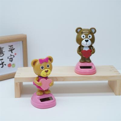 Cartoon Liebesbär Solarspielzeug Kreatives Lustiges Wackelkopf Tanzendes Tier Bärenpuppe Solarauto Schreibtisch Dekoration Schmuck Kindergeschenk