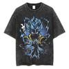 Gogeta Blue T Shirt Men Acid Wash Anime DBZ Graphic Cotton Vintage Gym Streetwear Super Saiyan Blue Lightning Print Tee Top