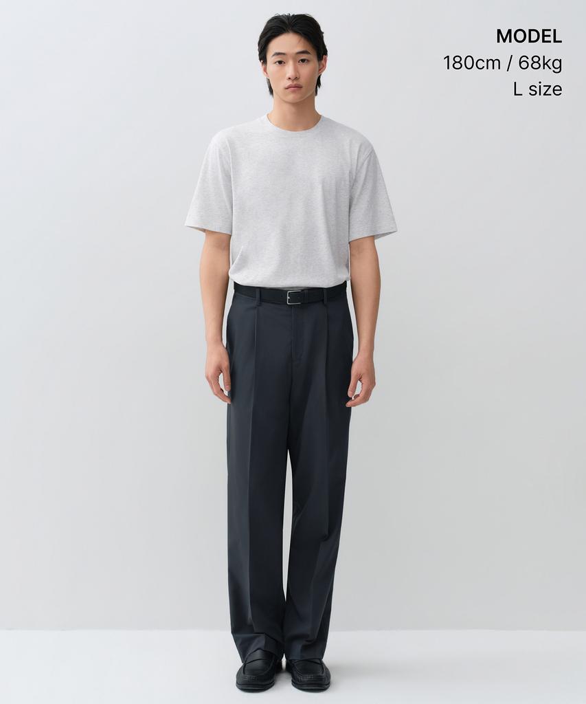 MUSINSA STANDARD [Cooltandard] Regular Crew Neck T-Shirt [Melange Light Gray]