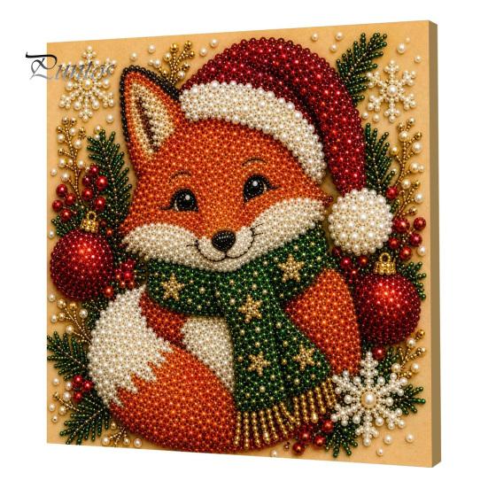 Artistic Faux Pearl Bead Mosaic Christmas Art Kit, 20x20cm Xmas Painting DIY Decorative Gemstone Wall Sparkling 3D Diamond Craft Kit for Adults,
