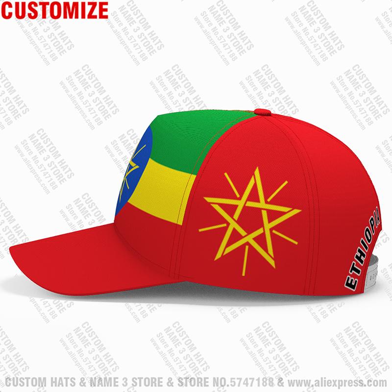 Ethiopia Baseball Cap Free 3D Custom Made Name Number Team Logo Et Hat Eth Country Travel Ethiopian Amharic Nation Flag Headgear
