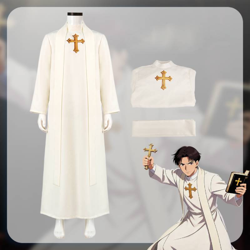 Medieval Priest Cosplay Costume With Polyester Fabric For Halloween Role Play