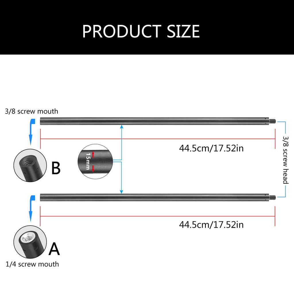 Teleskopická tyč pro fotoaparát 3/8" 1/4" 2dílný stativový středový sloupek pro zrcadlovky s rychlým nastavením výšky