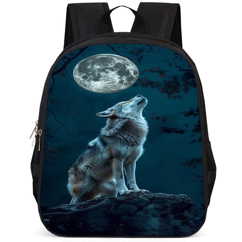 Large Capacity Wolf Animal Backpack For Kids Lightweight And Comfortable Oxford Fabric