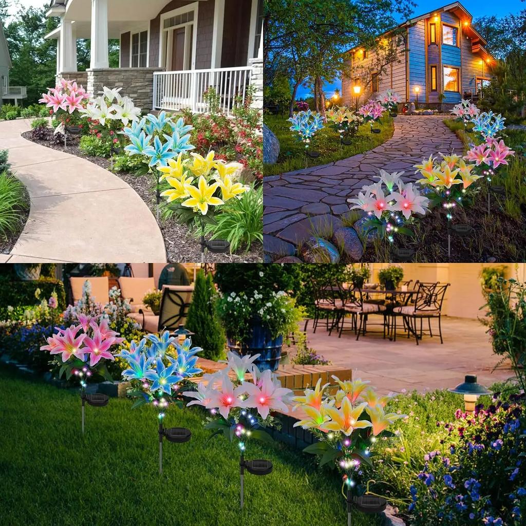 7 Head Solar Lily Lights Outdoor Waterproof Landscape Lamp for Courtyard Lawn Garden Christmas Decoration Solar Flower Landscape