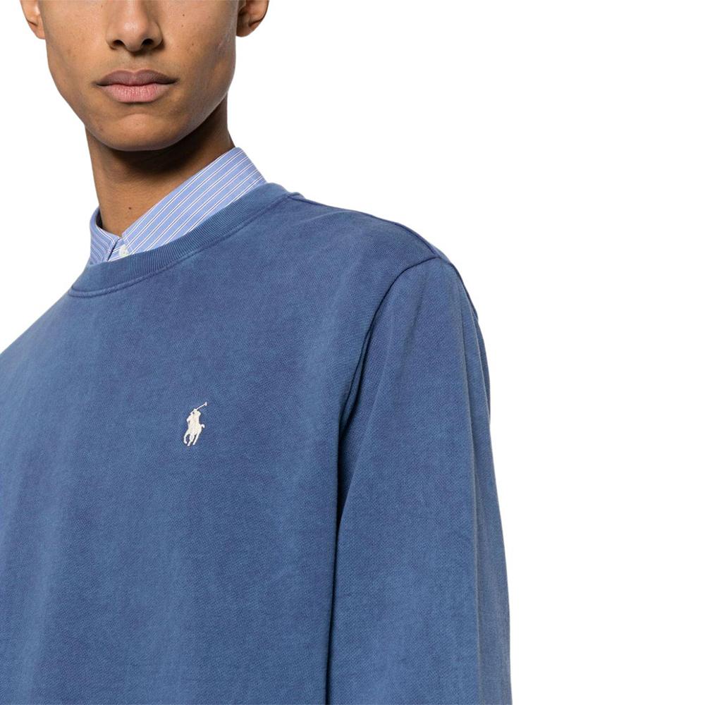 Ralph Lauren Polo Logo Embroidered Crewneck Sweatshirt Men Sweatshirt Blue 710916689-001