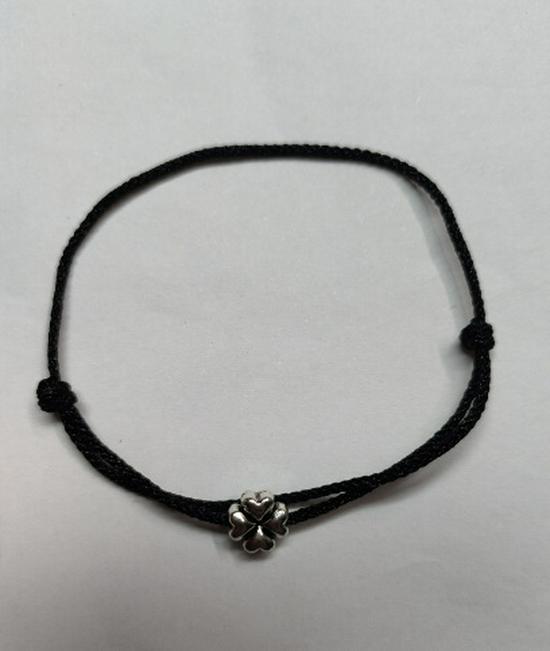

Tibetan Silver Four-Leaf Clover Red String Bracelet - Woven Women s Small Gift Souvenir