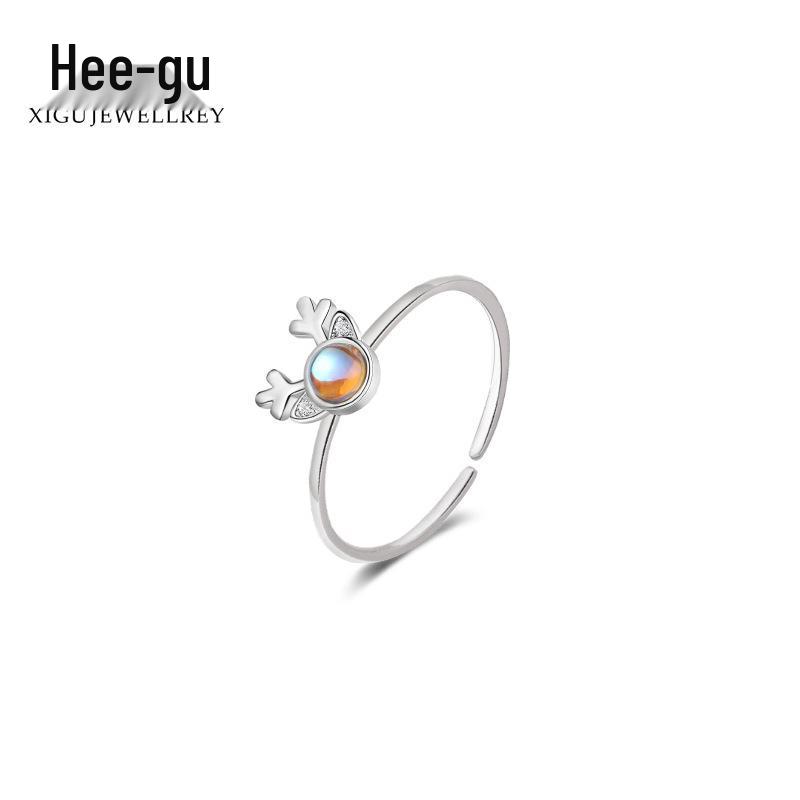 

Higu J0130 S925 Silver Antler Christmas Mori Ring Jewelry