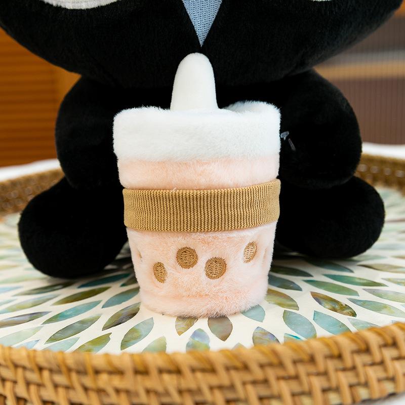 Milchtee Katze Plüschtier Katze mit großen Augen Puppe süße Internet-Berühmtheit Luo Xiaohei Tisch mit Puppe Geburtstagsgeschenk