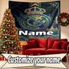 Custom Name Personalized Real Madrid CF Print Tapestry, Wall Art Decor, Bedroom, Dorm, Apartment, LivingRoom, Party Backdrop, Gift for Birthday