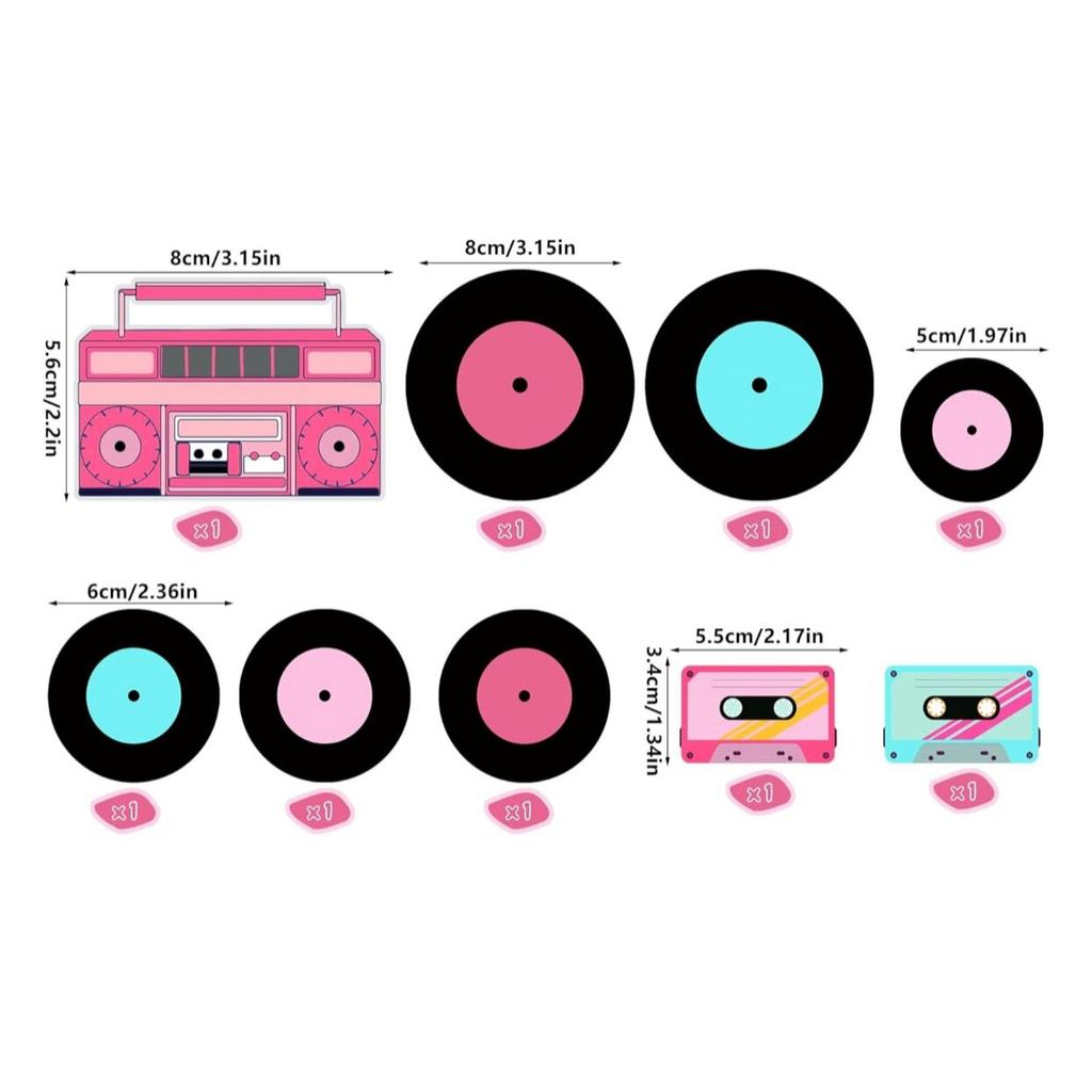 20 PCS Roller Skate Cake Topper Disco Ball Cake Toppers Retro Hip Hop Theme Party Cake Decoration for Boys or Girls 80s 90s Skat