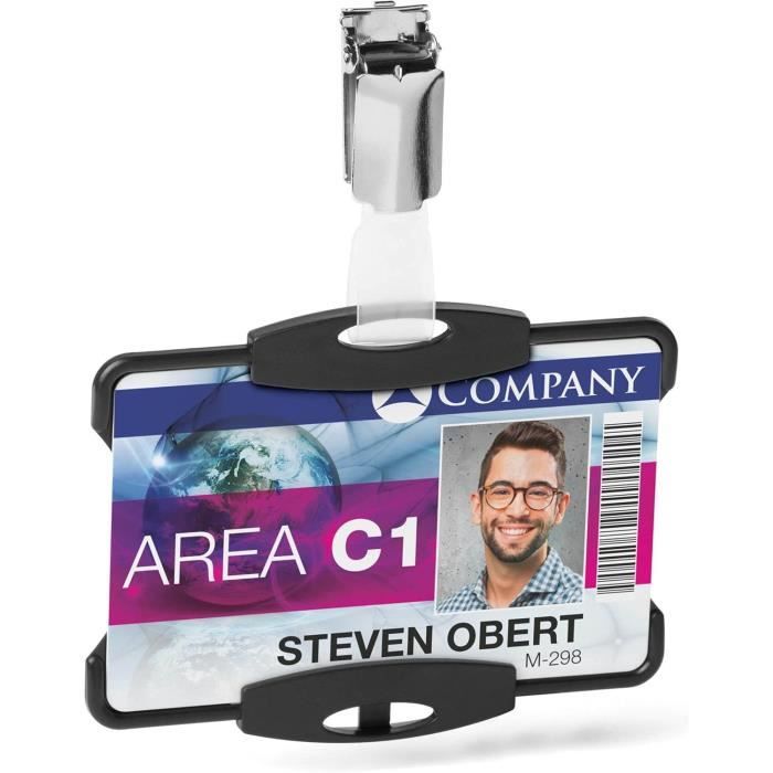 Porte-badges - durable - eco - 10 pièces - noir - 100% recyclable - design ouvert