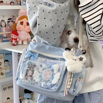 College-Stil vielseitige Messenger Bag mit großer Kapazität für Damen 2025 Mädchen transparente Umhängetasche Klassenpostbote Tasche Schmerztasche