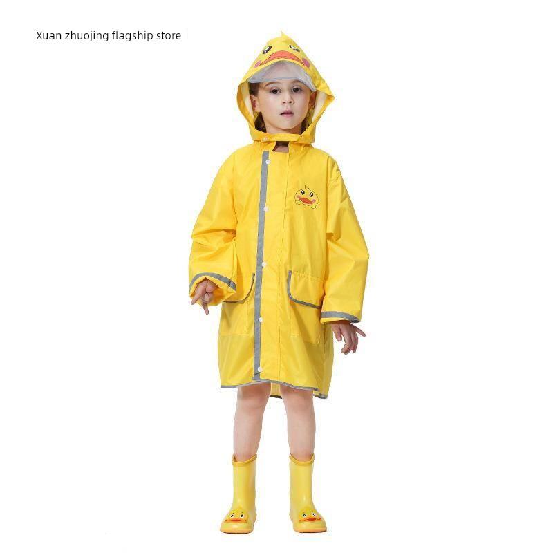 Kinderregenschutz Baby-Regenmantel Jungen Mädchen Kindergarten-Regenponcho Grundschüler Cartoon-Regenmantel mit Rucksack Weltraum und großem Schirm