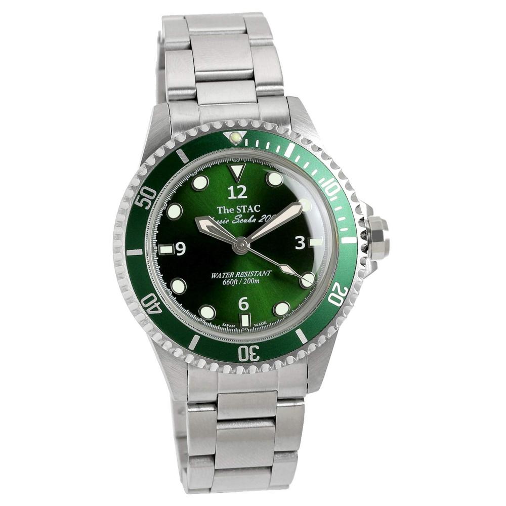 

[The Stack] Часы STAC Made in Japan Classic Diver s Watch Deep Green Sweep Second Watch 38mm Classic Scuba 200 для мужчин и женщин