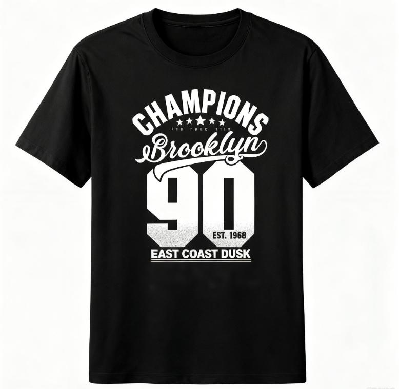 Brooklyn 90 Champions Vintage T-Shirt EST 1988 East Coast Division Retro Sport Baumwollhemd Streetwear Oberteil