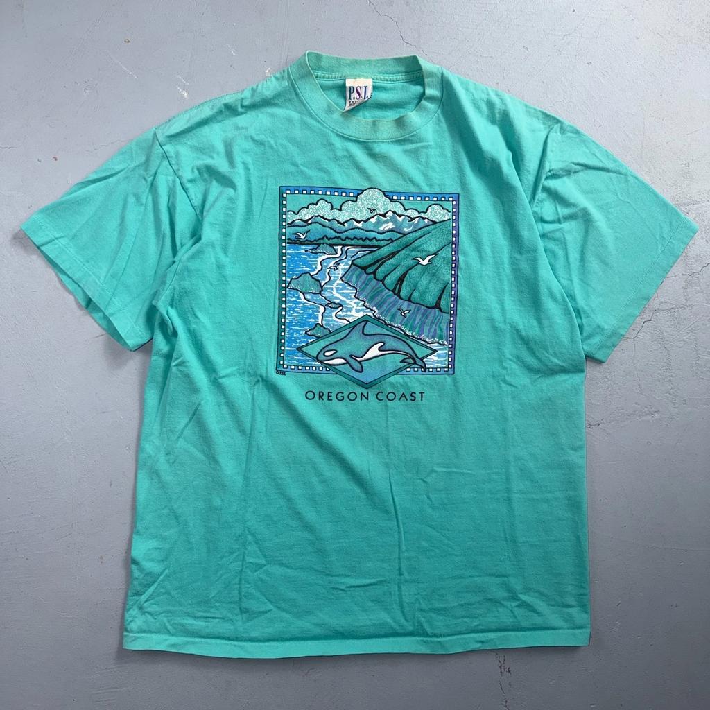 Oregon Coast PSI VTG T Shirt Orca Single Stitch Ocean Swimming Fish Life Oceanic