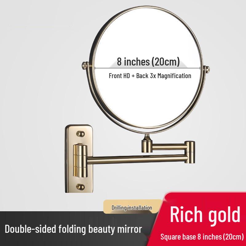 Wall-Mounted Folding Lighted Makeup Mirror for Bathroom or Dormitory