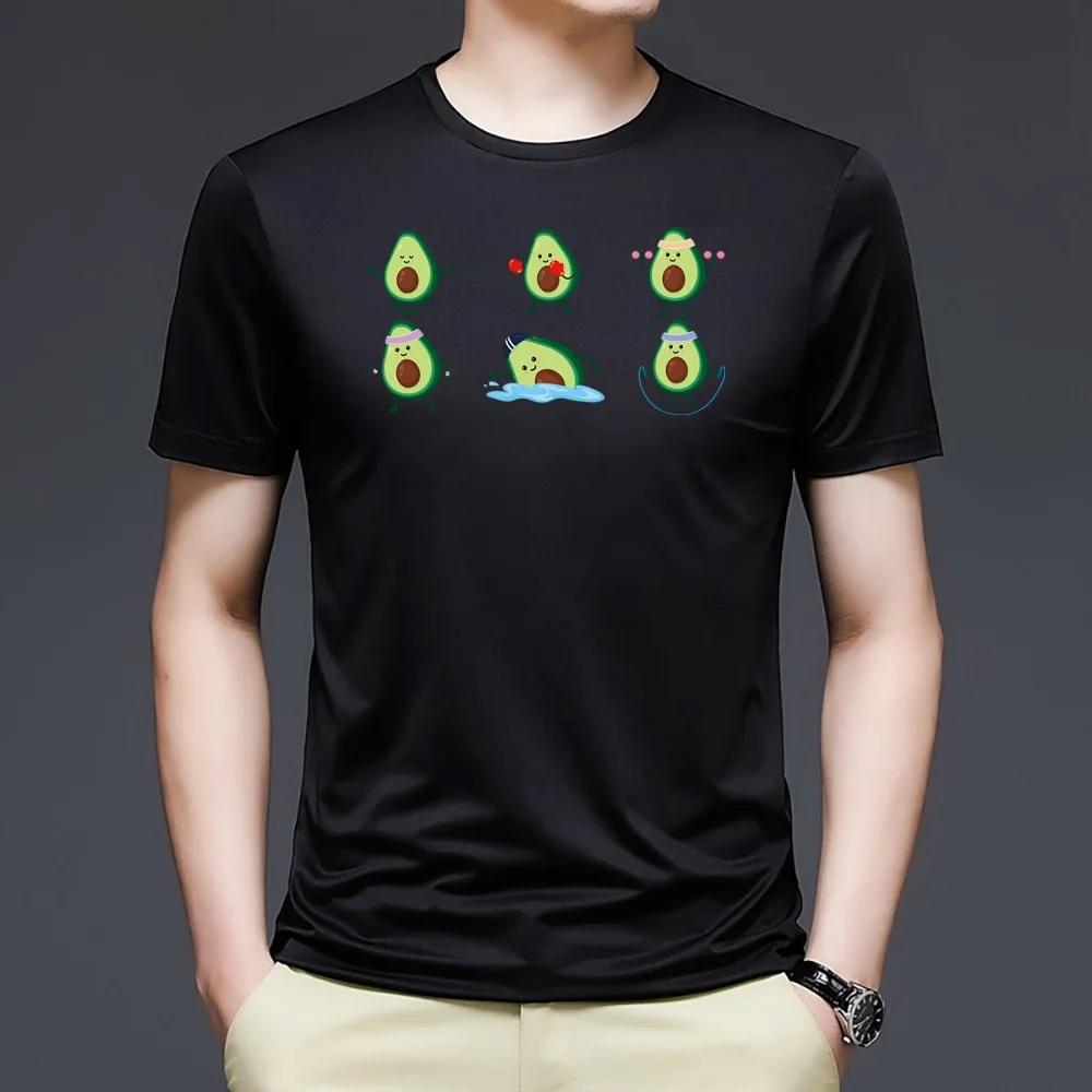 Men's Top Summer Fashion Short-sleeved Men's T-shirt Avocado Printed O-Neck Short-Sleeved Loose Casual Street Top Tees Clothing