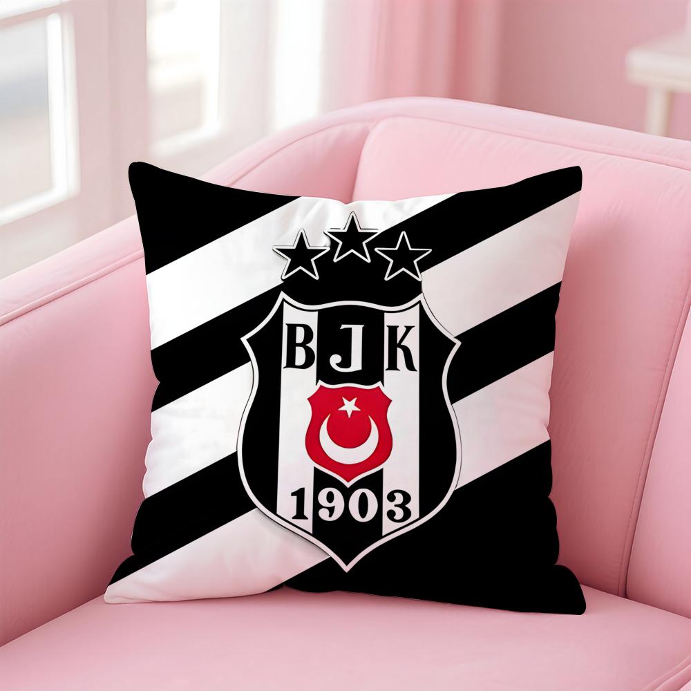 Sports Team Logo BBesiktas BJK Cushion Cover Pillowcase Short Plush Invisible zipper Room Sofa Cushion Cover
