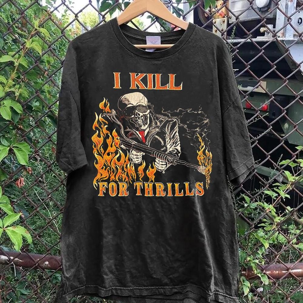 Винтажная футболка Megadeth 1986 I Kill For Thrills Черная Все Размеры20D889 Унисекс S