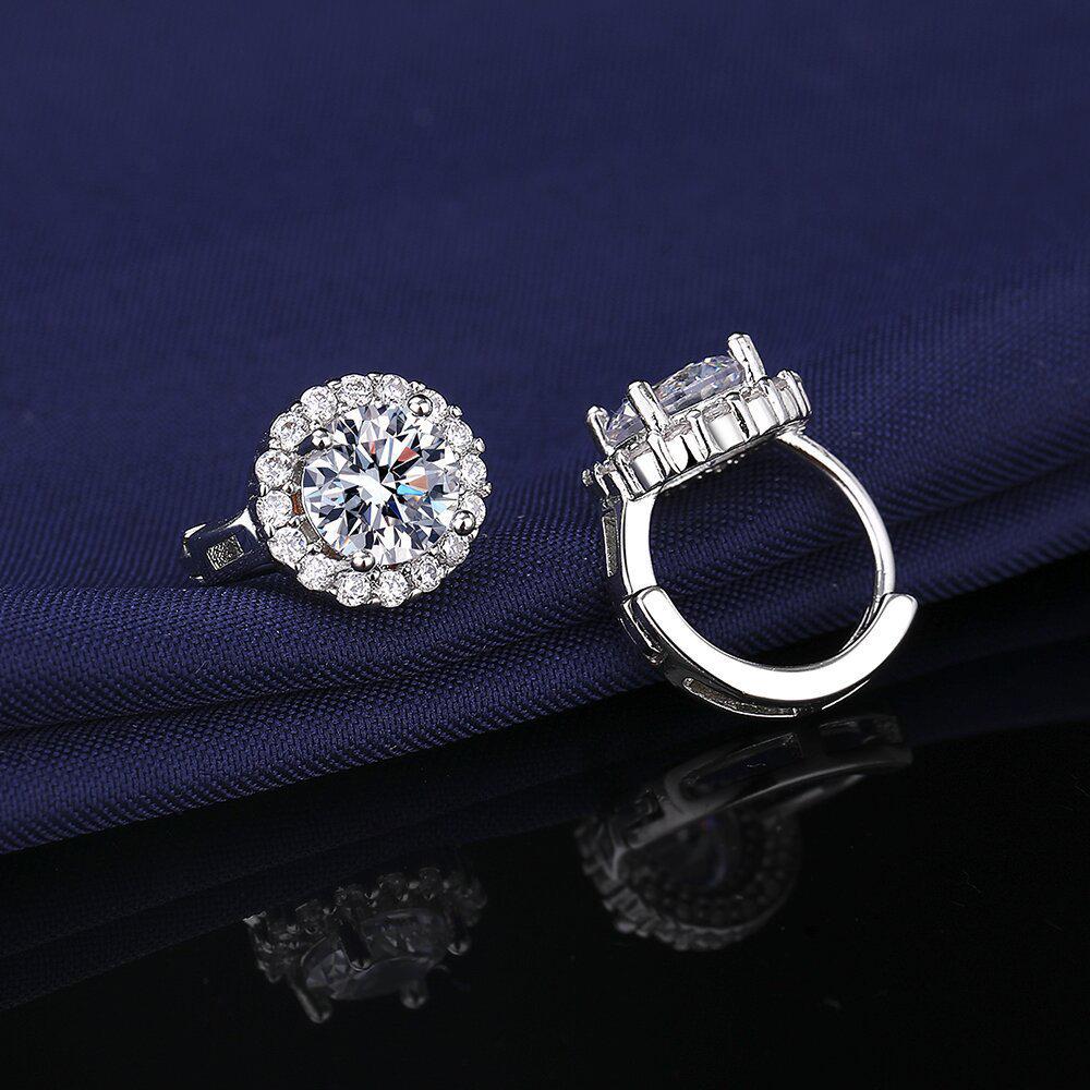 Trendy Faux Moissanite One Carat Hoop Earrings for Women
