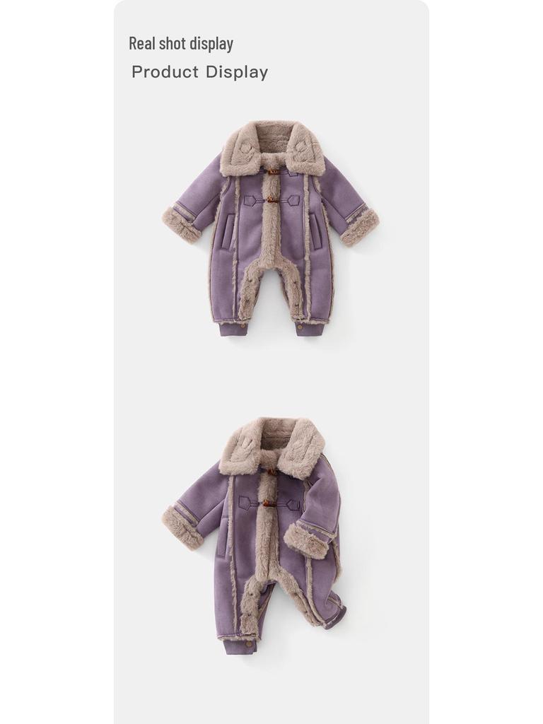 DUUDUU Winter Cotton Rompers for Newborns & Infants, Fleece-Lined, Class A, Thick Jumpsuits