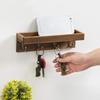 Rustic Wooden Key Holder with 4 Hooks Storage Tray Easy Install Wall-Mounted Organizer for Keys Mail and More for Bedroom Office