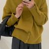 Women's High-Neck Sweater with Unique Design Autumn Winter Thickened Niche Split-Hem Warm Pullover Knitted Base Layer Top