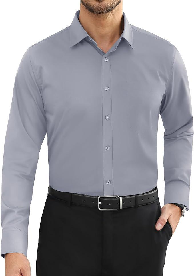 Four-sided stretch men's shirt business casual dress buckle-down non-ironing solid color shirt men's long sleeves
