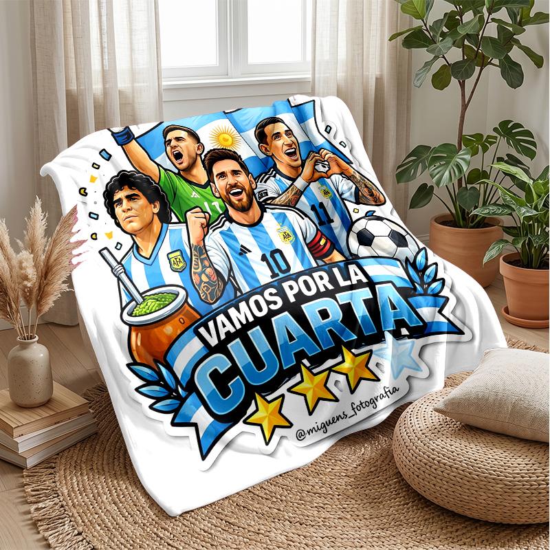 Argentinische Nationalmannschaft Thema Decke Weiche Flanelldecke Plüsch Überwurfdecke Gemütliche Sofa Bettdecke für Heimdeko
