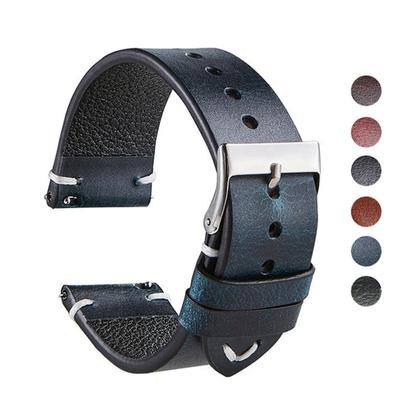 Watchband Oil Wax Leather Watch Strap 18mm 20mm 22mm Vintage Watch Band Black Blue Brown Quick Release Watchband Accessories