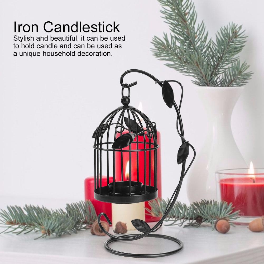 Innovative Iron Leaves Hollow Out Cage Candle Holder Hanging Candlestick Household Decoration