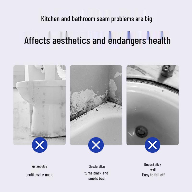 White Anti-Mold Waterproof Sealant for Kitchen, Bathroom, Toilet, Sink - Plastic Steel Clay