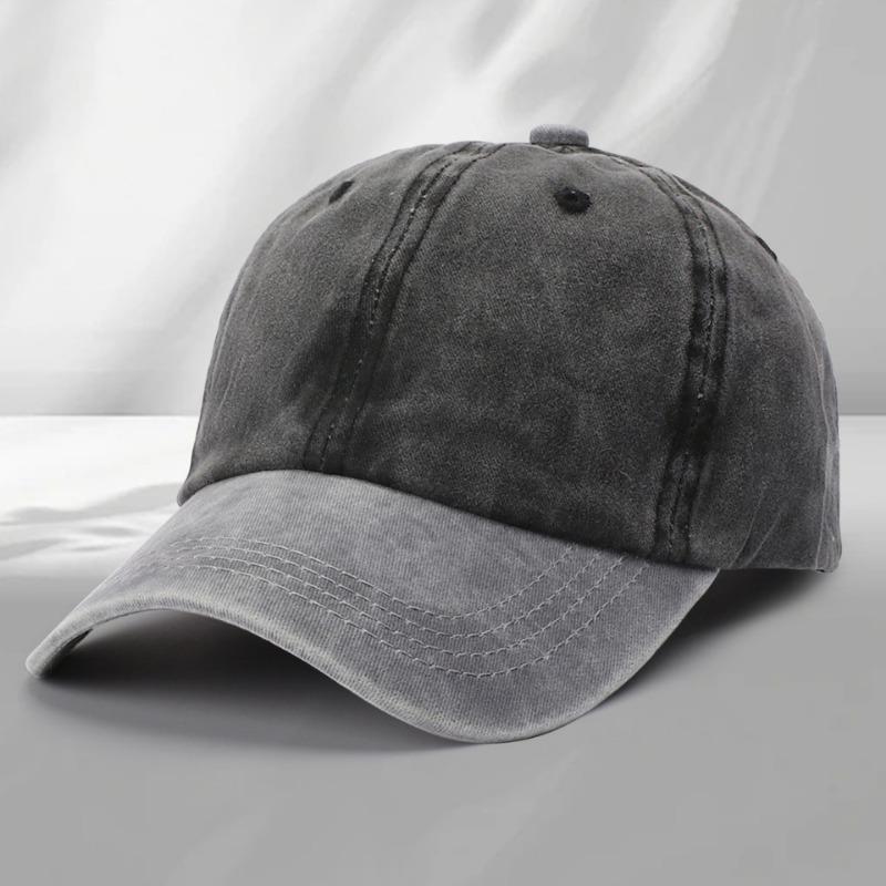 Washed cotton cap embroidery catering milk tea shop work cap duck tongue soft top baseball cap men